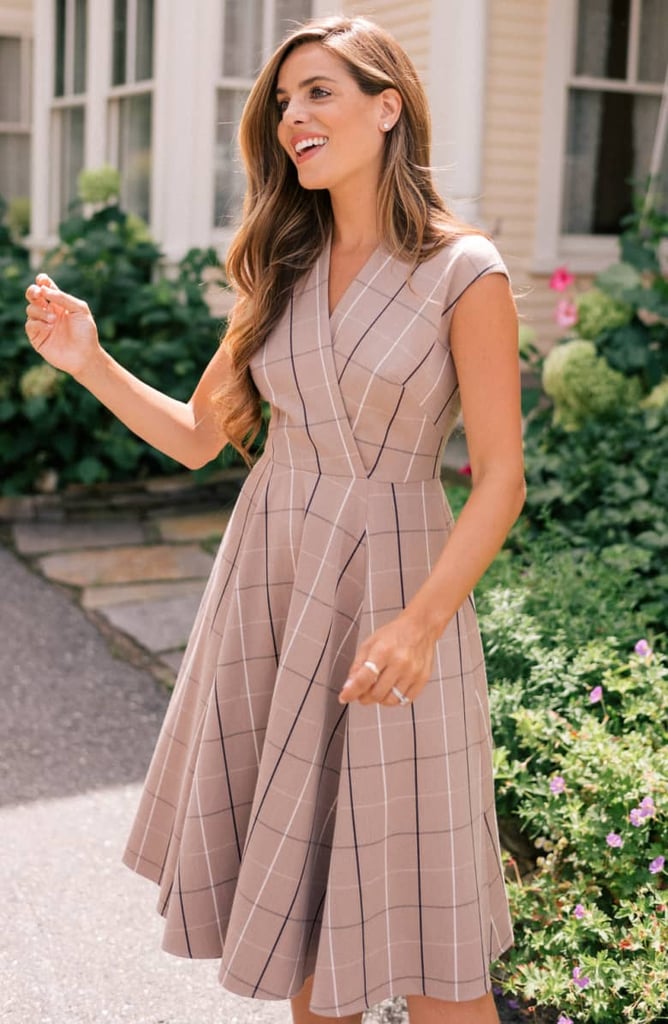 Gal Meets Glam Collection Eva Windowpane Check Faux Wrap Dress