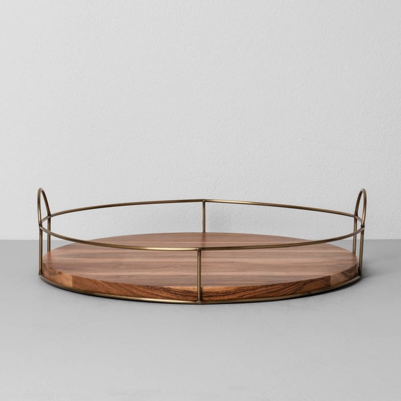 Hearth & Hand With Magnolia Round Wood and Wire Tray