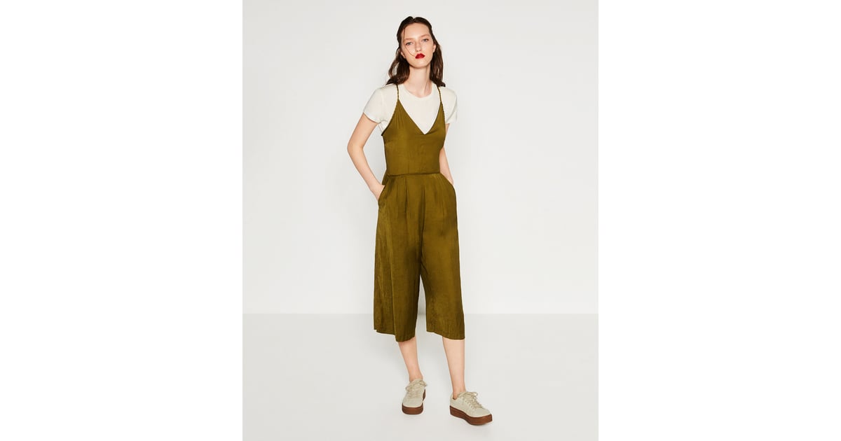 Zara Cropped Jumpsuit ($70) | Silk Jumpsuits For Summer | POPSUGAR ...