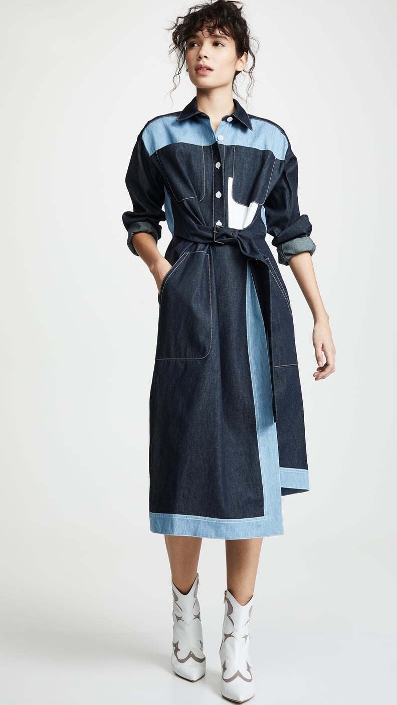 Colovos Belted Two-Tone Shirtdress