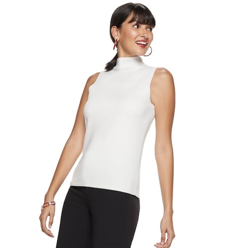 Nine West Mockneck Sleeveless Sweater