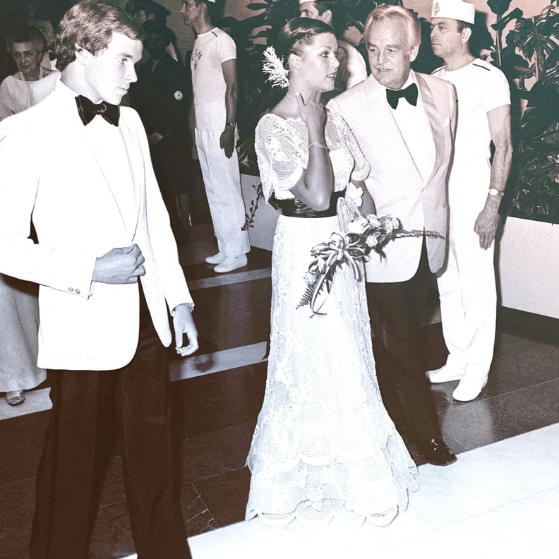 Prince Albert, Princess Caroline, and Prince Rainier at the Red Cross Ball in 1976