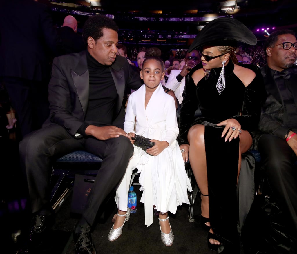 The Carters really allowed Beyoncé to shine at the 2018 Grammys in this custom Nicolas Jebran look that took over 100 hours to complete. Influenced by the 1960s Black Panther movement, Jebran symbolized strength with bold shoulders and the outfit was finished with Lorraine Schwartz jewels, a wide-brim hat, and black Alain Mikli Le Matin shades.