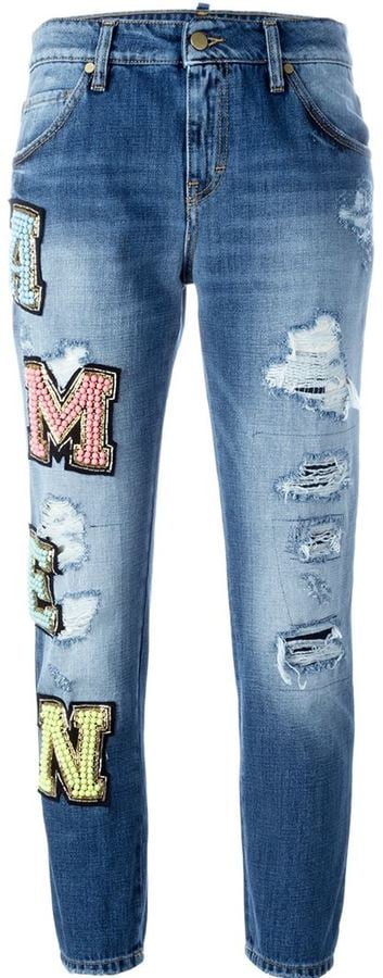 Amen Beaded Logo Patch Jeans ($517)