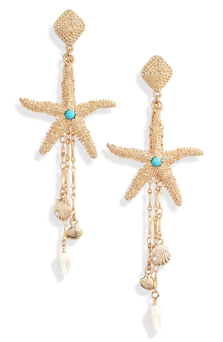 Ettika Starfish Seeker Drop Earrings