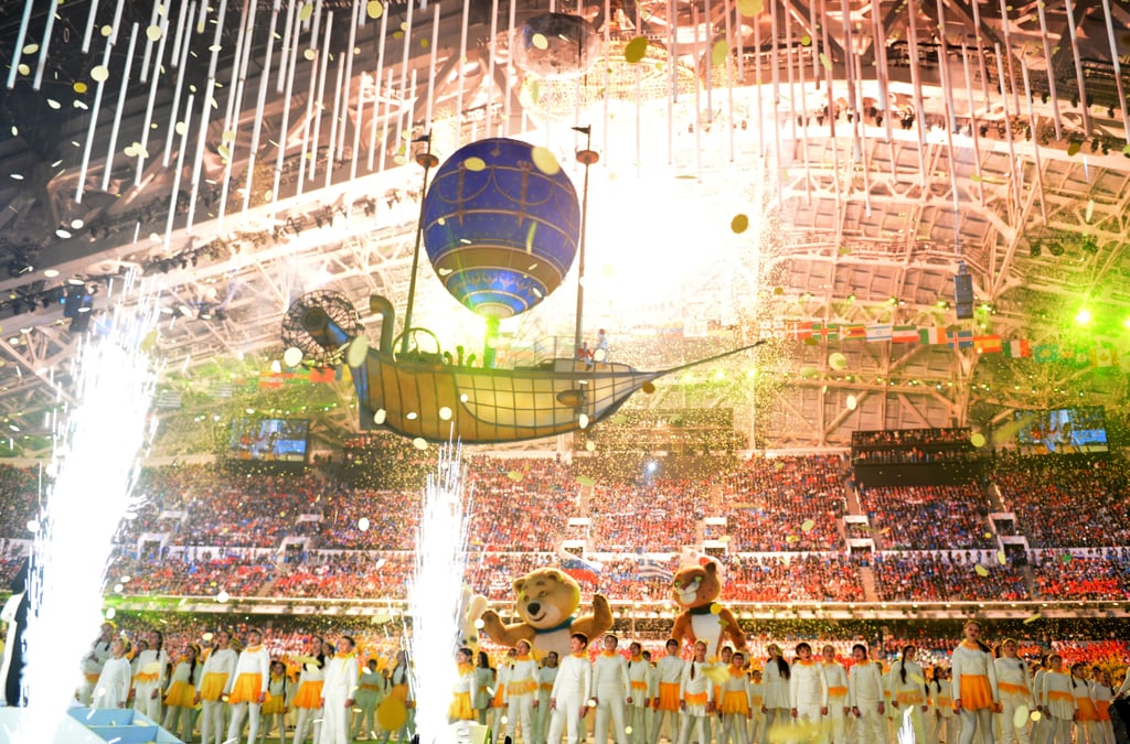 Lights, fireworks, and confetti filled the stadium at the end of the closing ceremony.