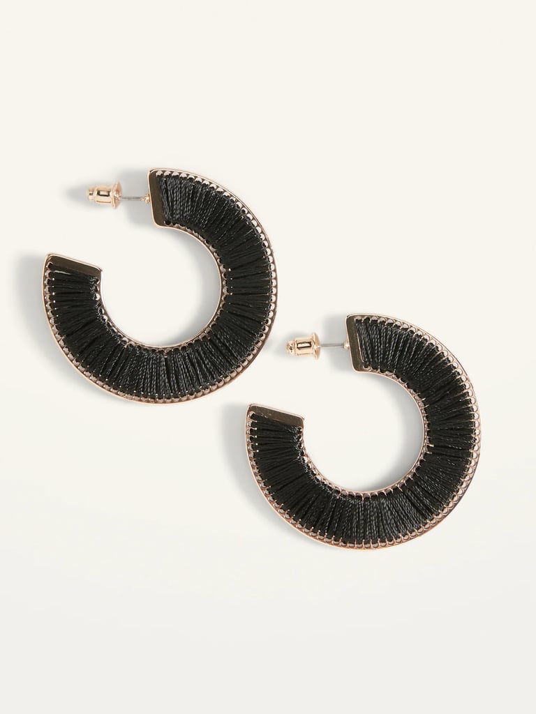 Textile-Wrapped Hoop Earrings