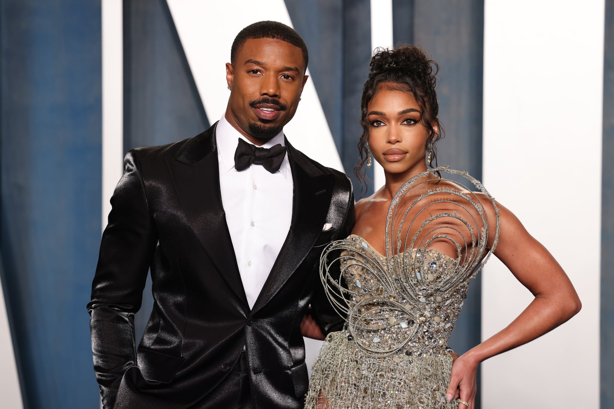 Michael B. Jordan and Lori Harvey attend 2022 Vanity Fair Oscar Party