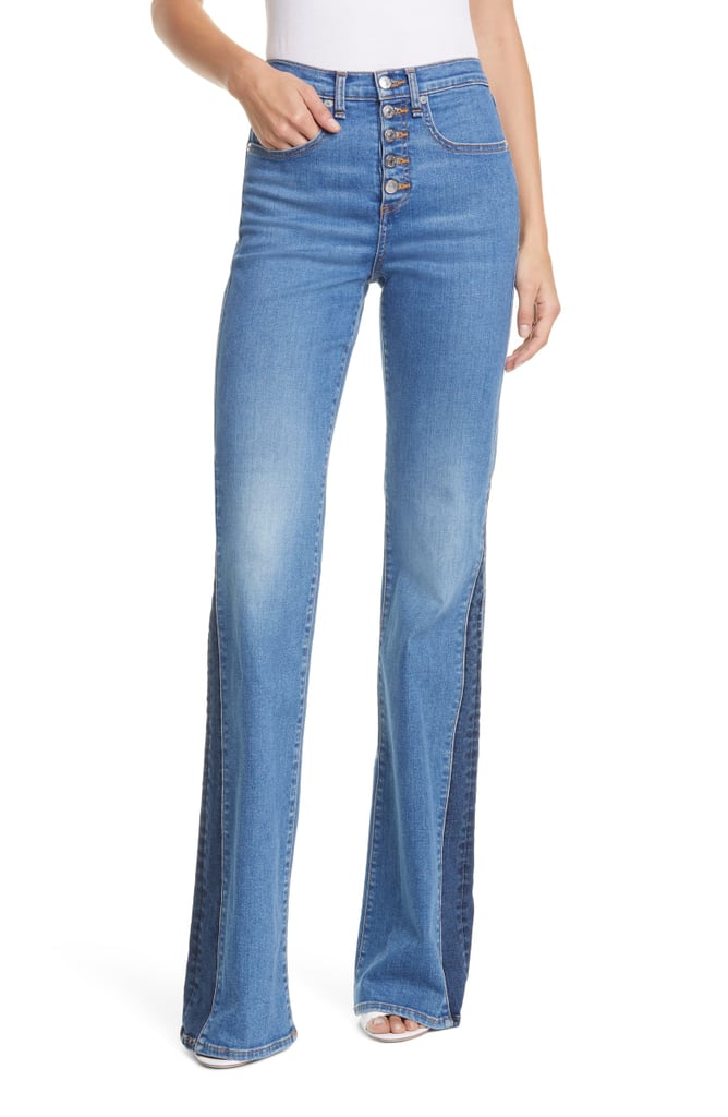 Veronica Beard Kiley High Waist Inset Hem Wide Leg Jeans