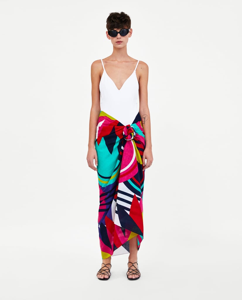 Zara Geometric Print Sarong | How to Style Your Swimsuit | POPSUGAR ...