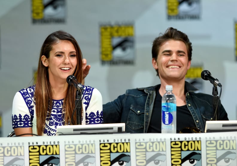 SAN DIEGO, CA - JULY 26:  Actors Nina Dobrev (L) and Paul Wesley attend CW's 
