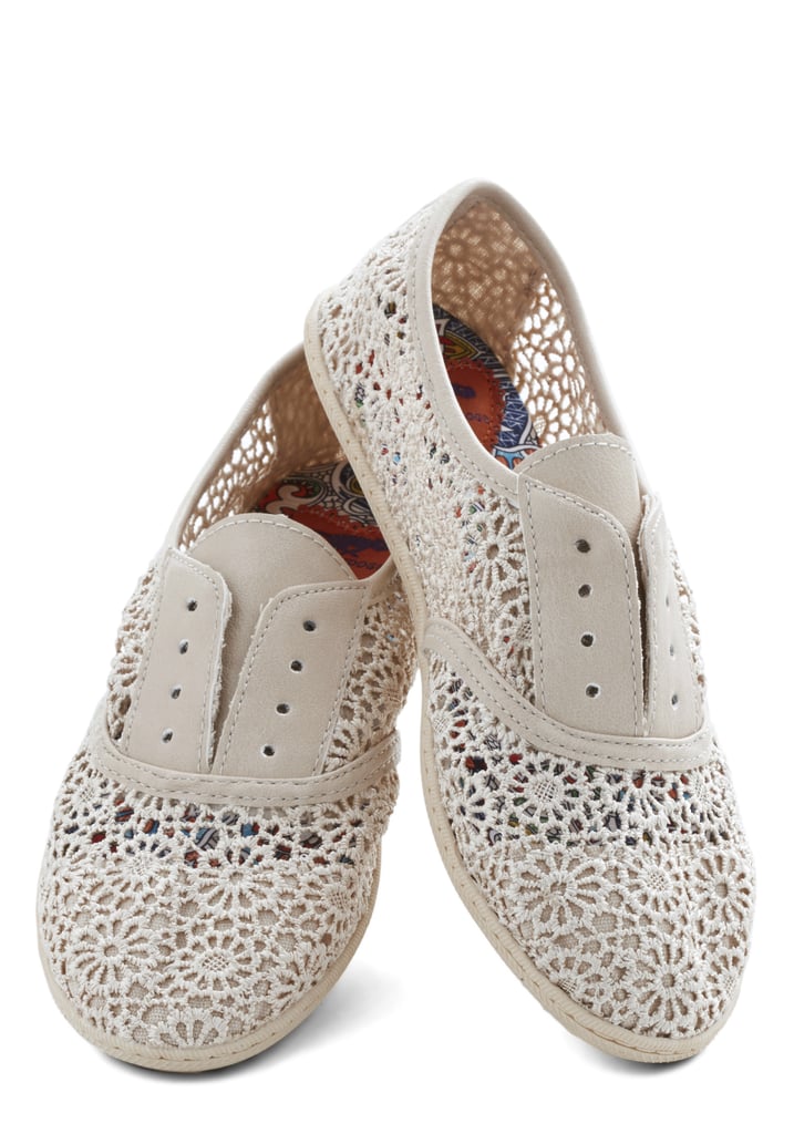 ModCloth Think Outside the Bocce White Lace Flats ($50)