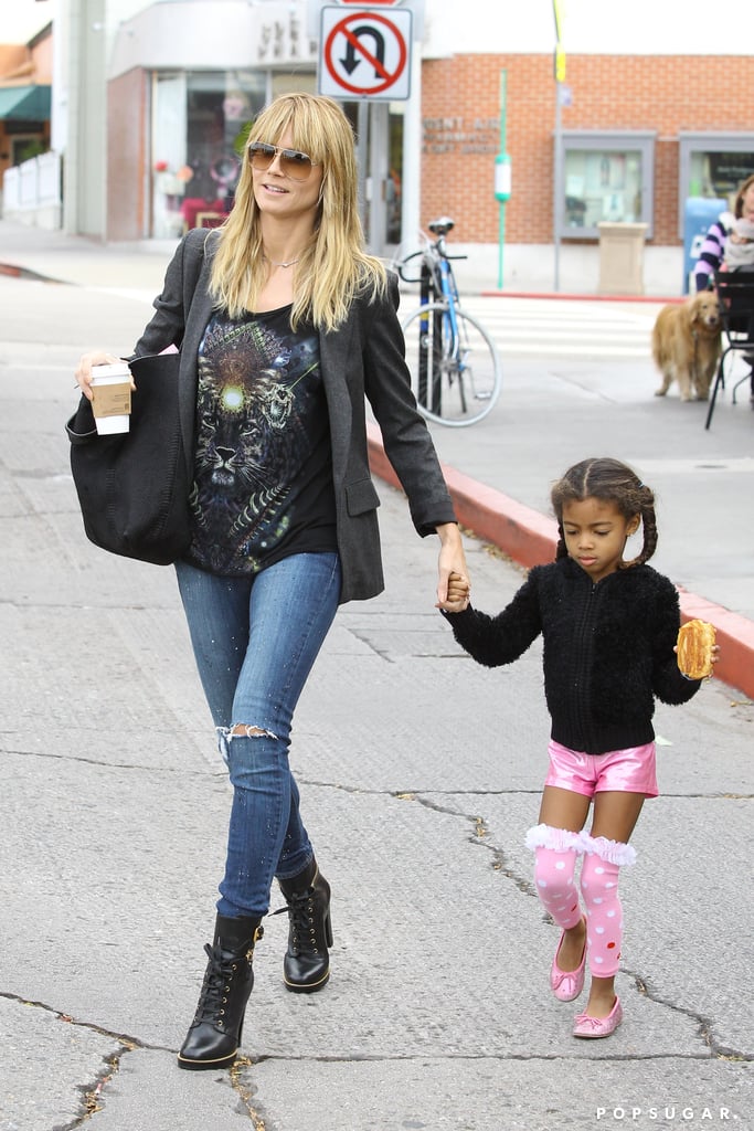 Heidi Klum walked hand in hand with her daughter Lou in LA on Sunday.
