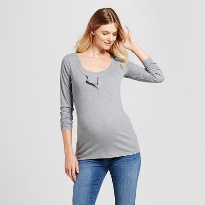 Isabel Maternity by Ingrid & Isabel Long Sleeve Nursing Henley Maternity Top