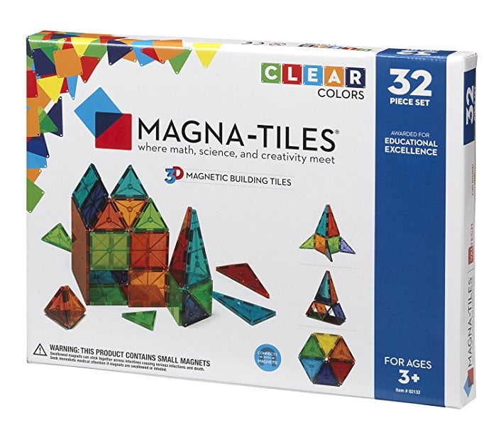 Magna-Tiles 32-Piece Clear Colors Set