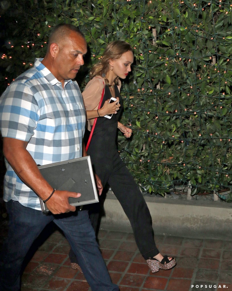 Lily-Rose Depp Saint Laurent Glitter Wedges June 2016