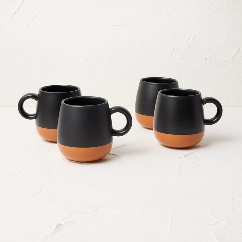 For a Cozy Set: Opalhouse Designed With Jungalow 13oz 4pk Stoneware Mugs Black/Orange