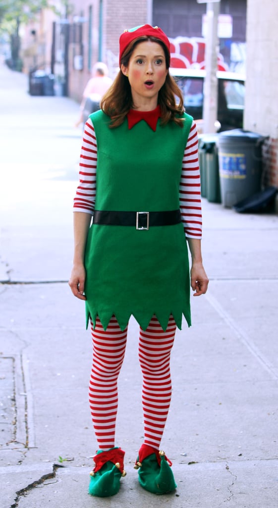 Ellie Kemper as an Elf on the Unbreakable Kimmy Schmidt Set