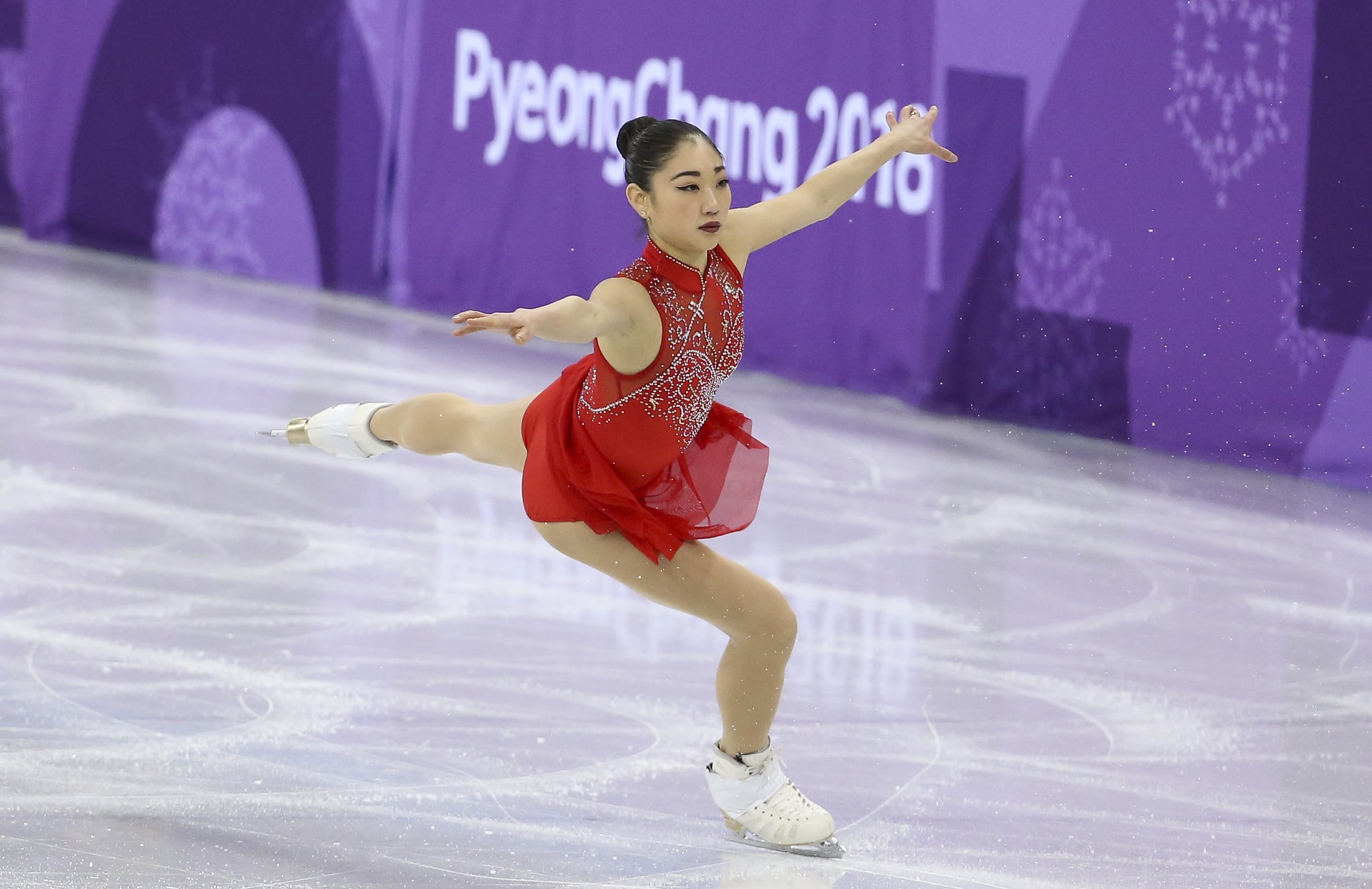 GANGNEUNG, SOUTH KOREA - FEBRUARY 12: Mirai Nagasu of USA competes in the Ladies Free Skating during the Figure Skating Team Event on day three of the PyeongChang 2018 Winter Olympic Games at Gangneung Ice Arena on February 12, 2018 in Gangneung, South Korea. (Photo by Jean Catuffe/Getty Images)