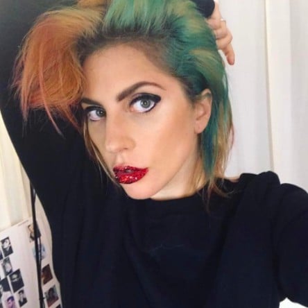 Lady Gaga Orange and Green Hair Color