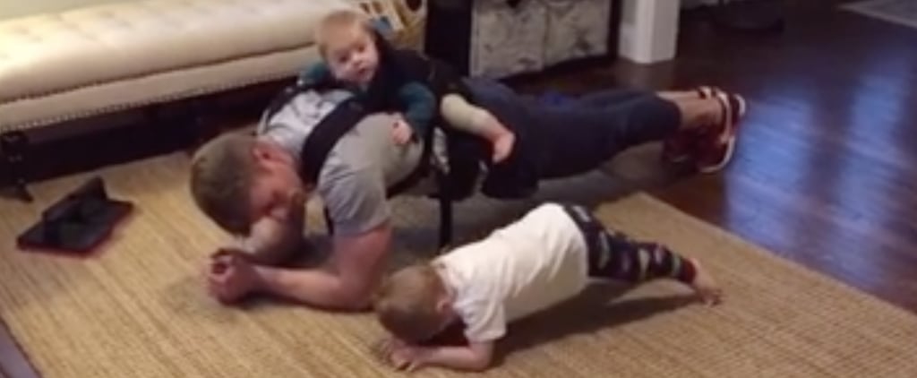 Dad Working Out With Cute Kids Using Flyup | Video