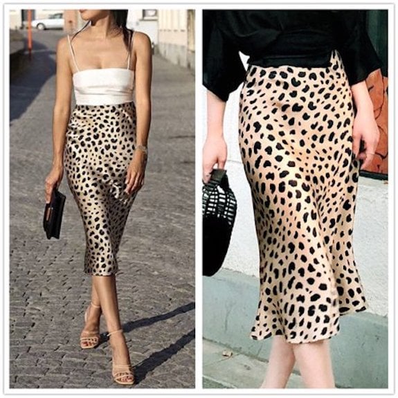 The Noble Collection Leopard Printed Satin Skirt