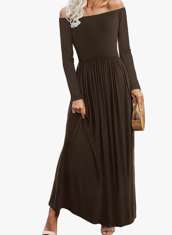 Best Off-the-Shoulder Fall Maxi Dress