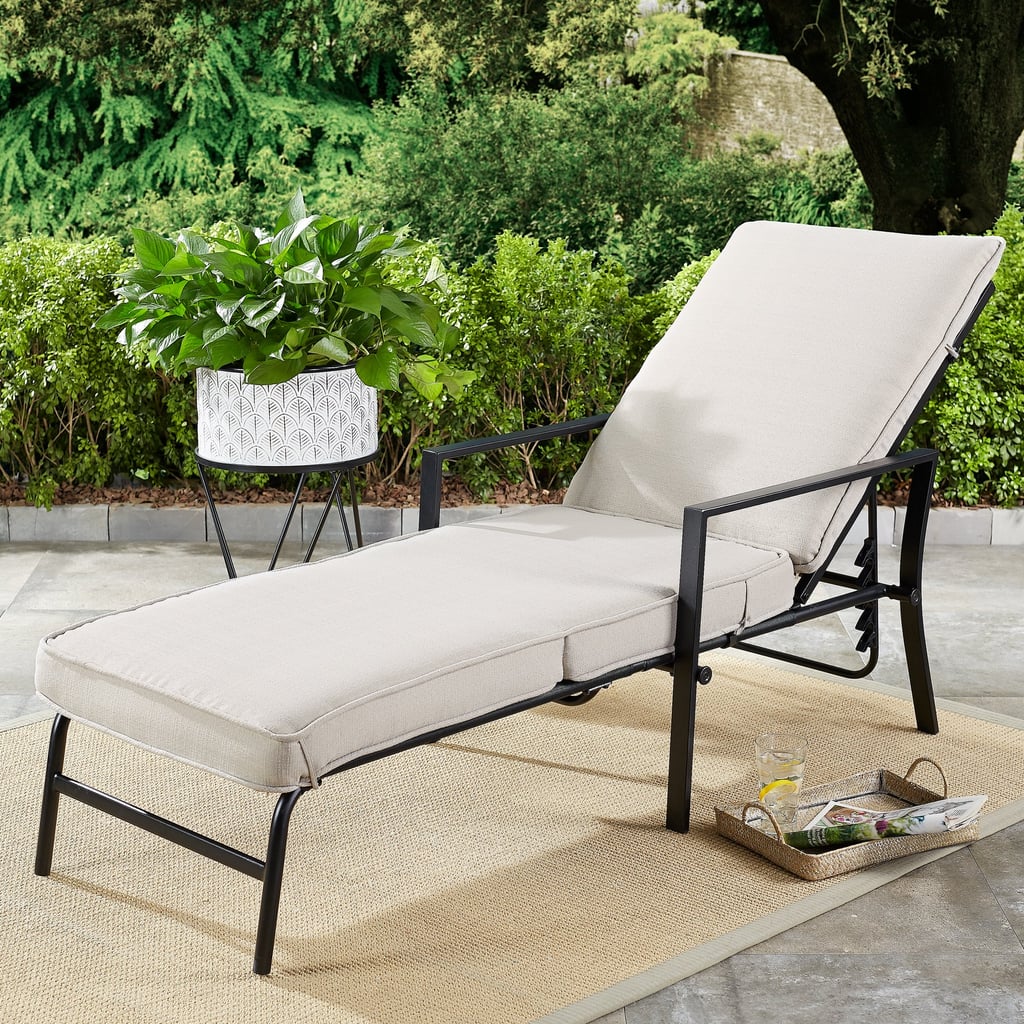 Outdoor Chaise Lounge With Gray Cushions
