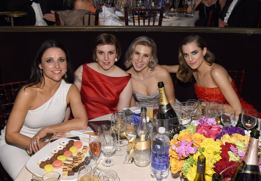 Girls stars Lena Dunham, Zosia Mamet, and Allison Williams shared a table with Julia Louis-Dreyfus.