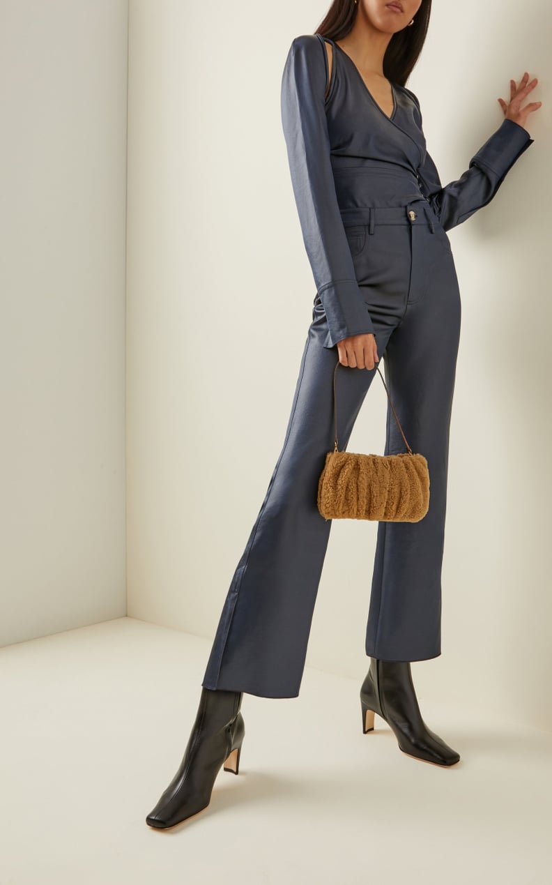 A Going-Out Bag: Staud Bean Ruched Shearling Shoulder Bag