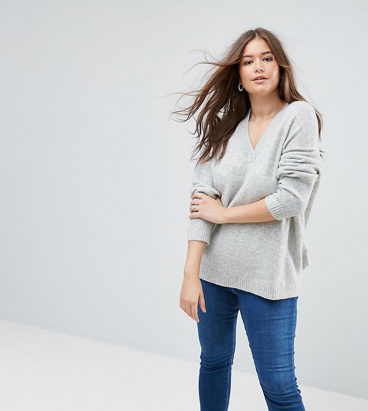 Asos Sweater With V-Neck In Wool Mix