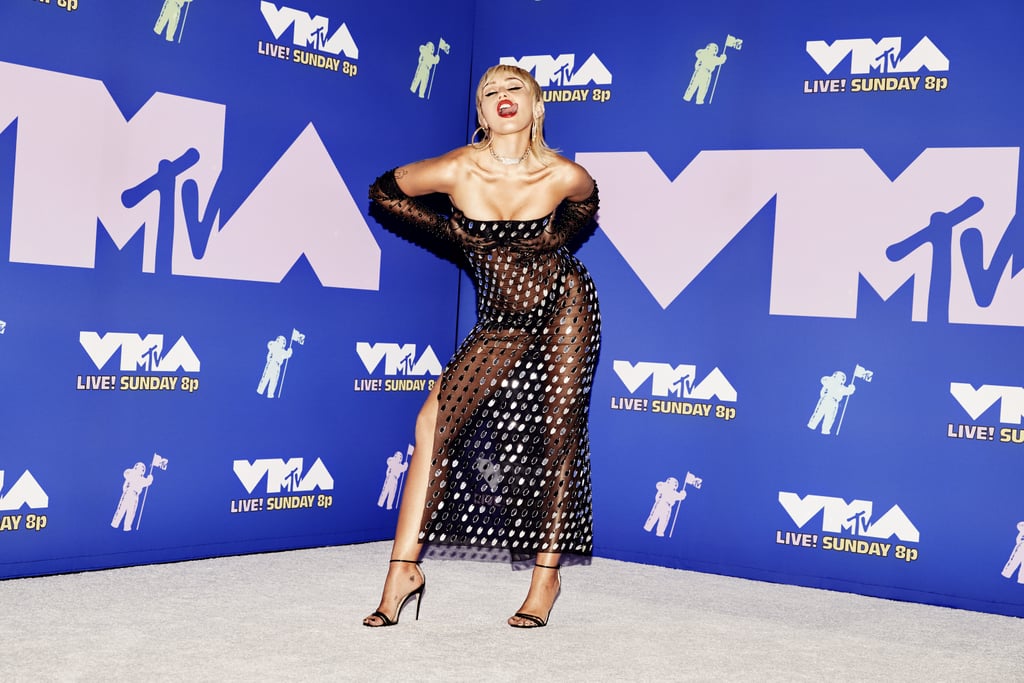 Miley Cyrus Black See-Through Dress at MTV VMAs 2020