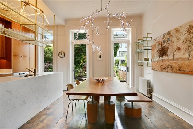 Mike and his wife, Tamra Davis, installed a marble island in the kitchen.