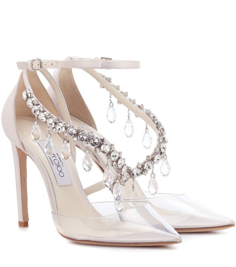 Jimmy Choo x Off-White Victoria 100 Embellished Satin Pumps