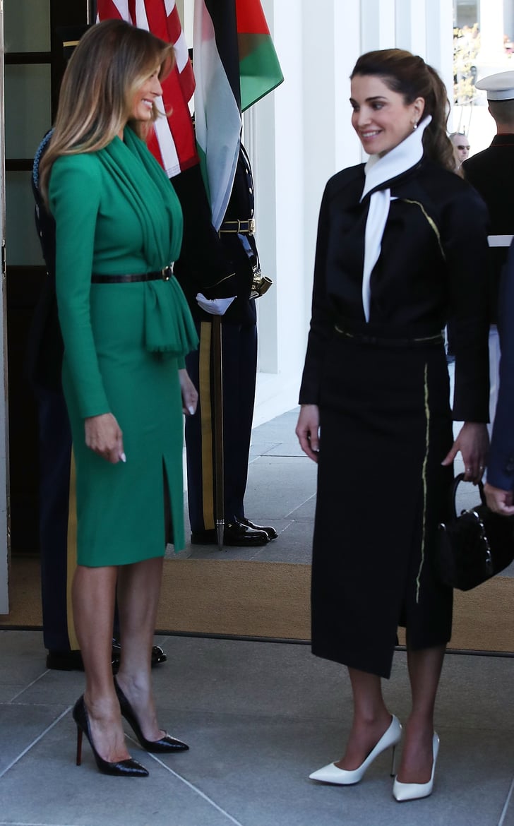 Melania Trump's Green Dress With Queen Rania | POPSUGAR Fashion Photo 3