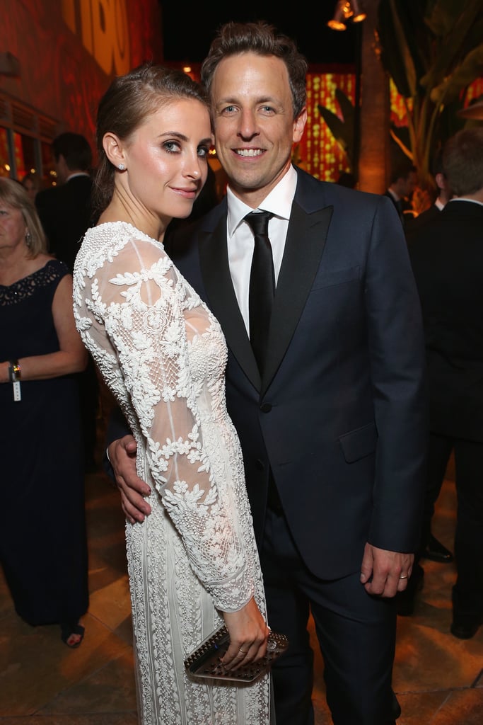 Seth Meyers held on tight to his new wife, Alexi Ashe.