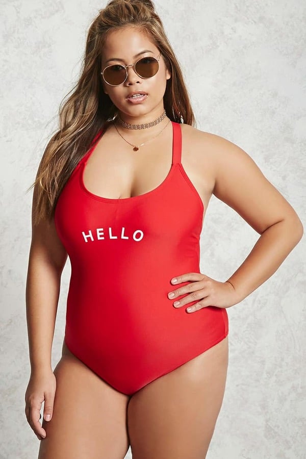 buy plus size graphic fitted one piece swimsuit