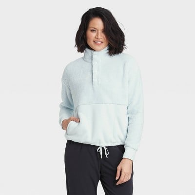 All in Motion Snap Front Cosy Sherpa Pullover Sweatshirt