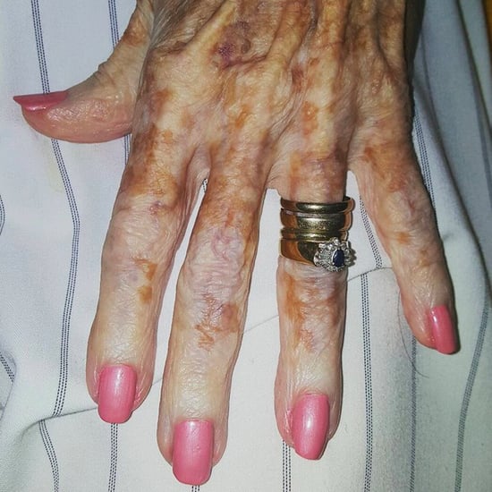 Elderly Woman's Pink Manicure