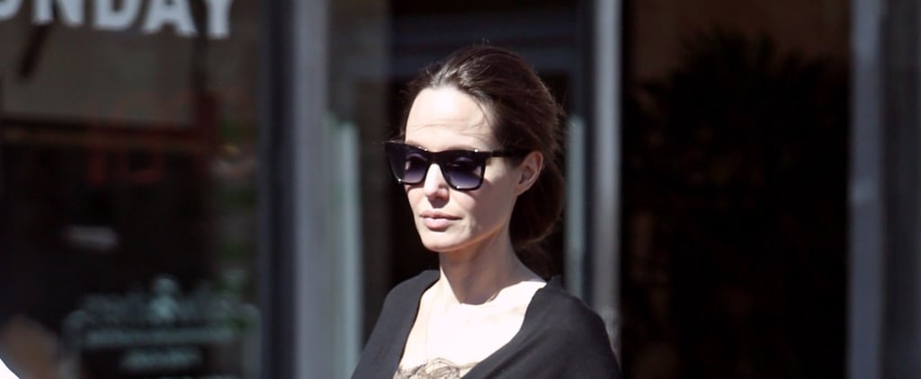 Angelina Jolie Wearing Black Everlane Heels