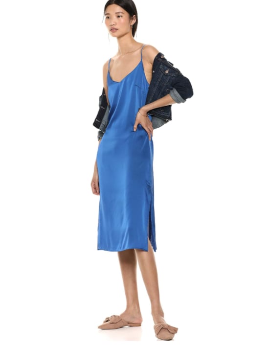 The Drop Ana Silky V-Neck Midi Slip Dress