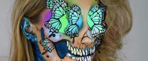 Holographic Unicorn Skull Halloween Makeup