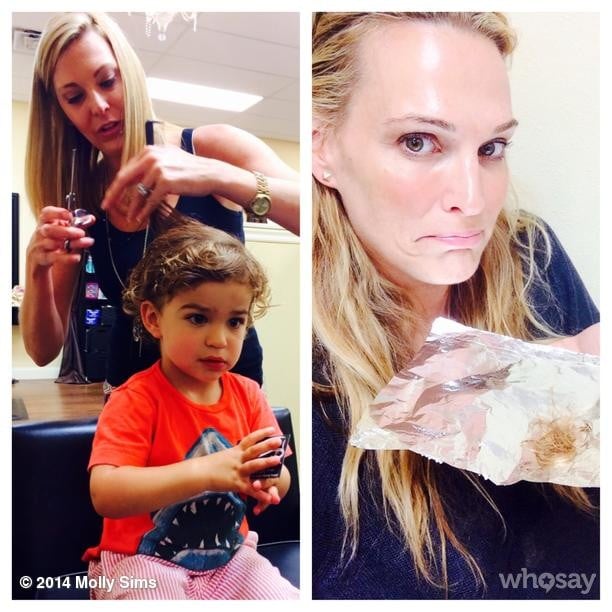 Molly Sims shed a few tears over Brooks Stuber's first haircut.
Source: Instagram user mollybsims