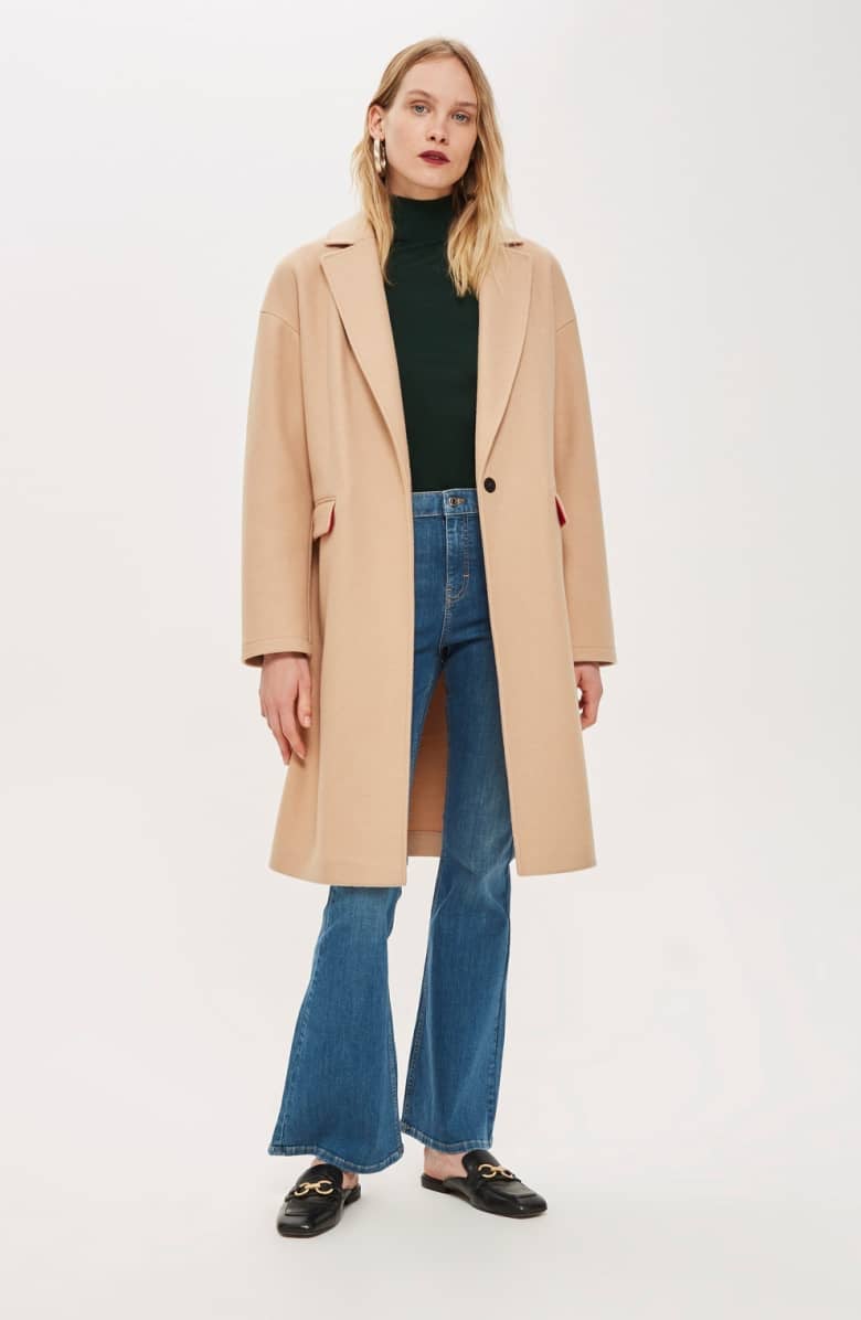 Topshop Lily Knit Back Midi Coat