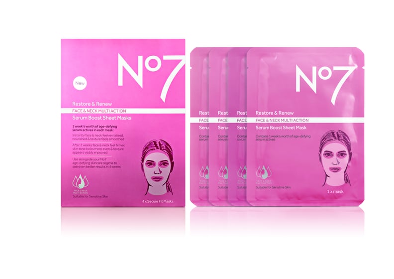 No7 Restore & Renew Face & Neck Multi Action Serum Boost Sheet Mask