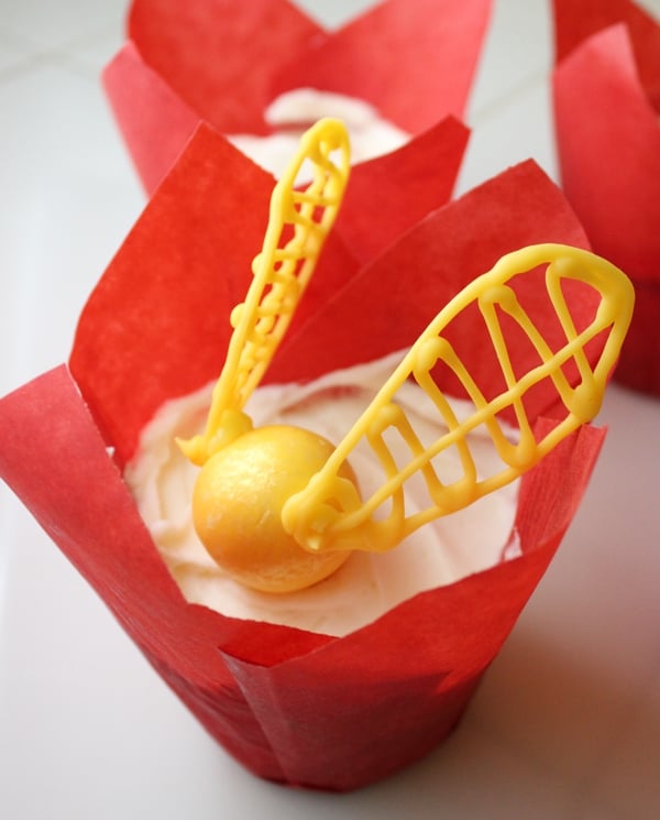 The Golden Snitch, caught on a cupcake.