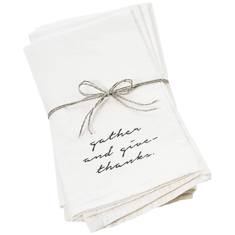 Face to Face Home Cotton White Dinner Napkins Gather and Give Thanks