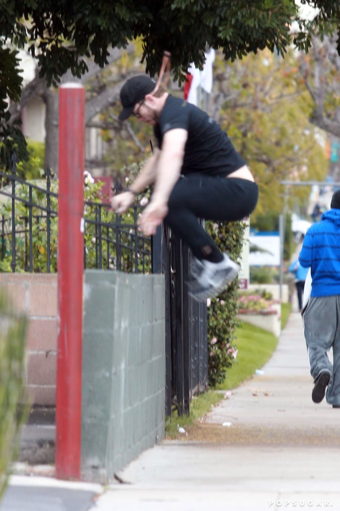 Chris Pratt Laughs After Trying to Jump Over a Wall