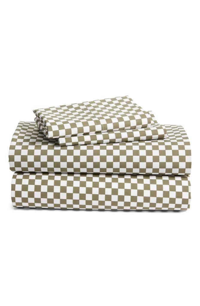 Bedding: Checkerboard Cotton Percale Sheet Set
