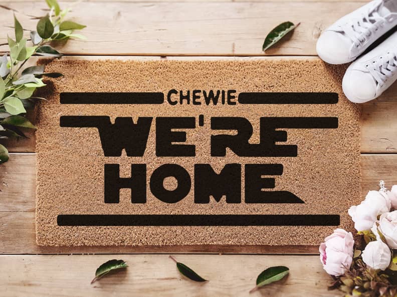 Chewie we're home Funny Fandom Doormat Size Small Welcome Mat Rubber  Backing New